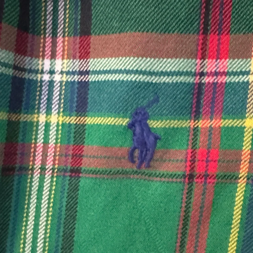 Ralph Lauren Green Plaid Button-Down with Red and Navy Accents